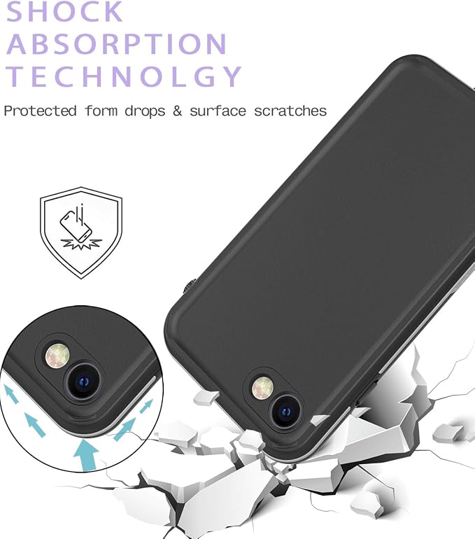 for iPhone 8/7/SE 2020 Waterproof Case with Screen Protector, Life Shockproof Snowproof Phone Case for iPhone 8/7/SE 2020 4.7" (Black)