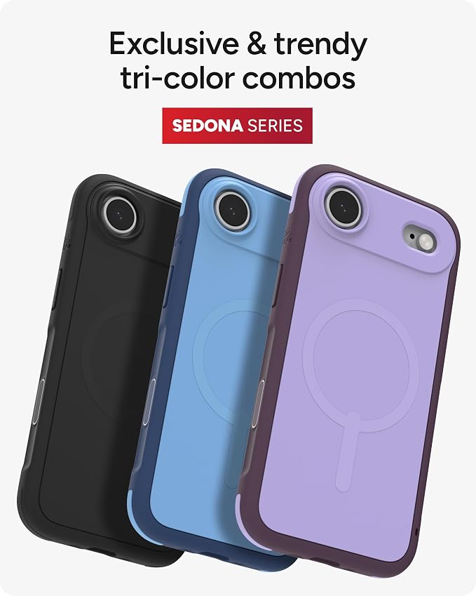 ZAGG Sedona Snap Case for iPhone Air - Flood Black, Drop Protection (13ft/4m), Graphene-Reinforced Multi-Layer Protection, MagSafe Phone Case with Impact-Absorbing Bumpers, Slim & Lightweight