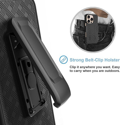Fingic for iPhone 16 Pro Case with Belt Clip Holster Case Slim Combo Shell with Kickstand Swivel Holster Rugged Shockproof Antiscratch Full Body Protective Case for iPhone 16 Pro,6.3 inch,2024,Black