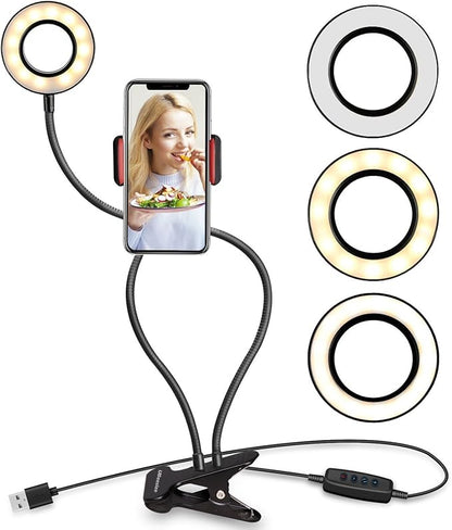 Webcam Light Stand for Live Stream, Selfie Ring Light with Webcam Mount for Logitech C925e, C922x, C930e,C922,C930,C920,C615,Brio 4K