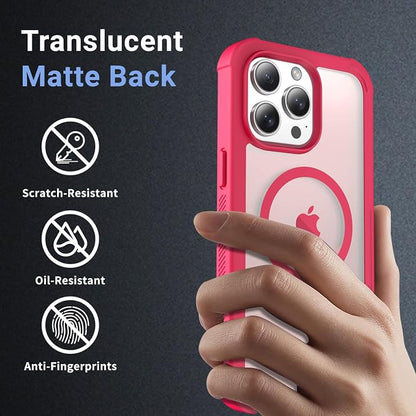 jaroco Magnetic for iPhone 15 Pro Case, [Compatible with MagSafe][Military Grade Drop Protection][Heavy Duty Protection][Non-Slip][Shockproof] 2-Layer Durable Bumper Phone Case 6.1''-Rose