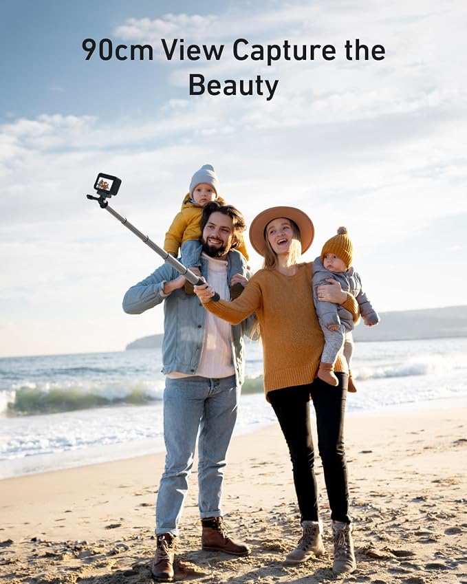 TELESIN 35" Extension Selfie Stick for GoPro, Portable Vlog Selfie Stick Handle Monopod Pole for GoPro Hero 13 12 11 10/Insta360/DJI Osmo 360 Action 6 5 4 Pocket/AKASO Travel Action Camera Accessories