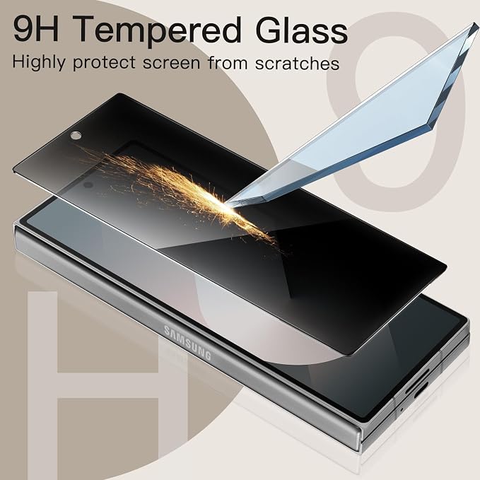 JETech Front Privacy Screen Protector for Samsung Galaxy Z Fold 6, 2-Pack | Anti-Spy Privacy Protection, Tempered Glass, Easy Installation Tool, Case-Friendly, Anti-Scratch Design