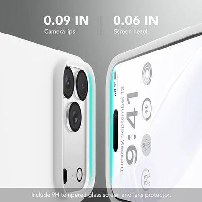 GONEZ Magnetic for iPhone 17 Pro Case, Compatible with MagSafe, [Screen Protector + Camera Lens Protector], Liquid Silicone Anti-Scratch Shockproof Protective Phone Case 6.3 inch, White