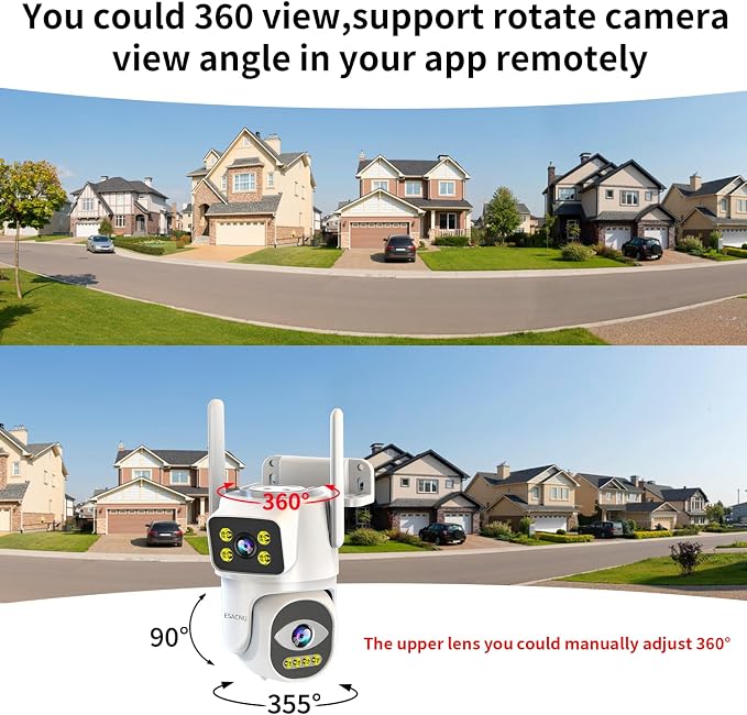 Cameras for Home Security with Dual Lens, 2.4G/5G Outdoor Security Camera, WiFi Camera for Home Security, Color Night Vision, 2-Way Audio, Auto Tracking, 24/7 Continuous Recording