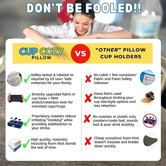 The Original Cup Cozy Pillow-As Seen on TV-The World's Best Couch/Sofa/Bed/Car Cup Holder Pillow and Caddy for Drinks/Snacks/Remotes! (Pink, 5 Hole)