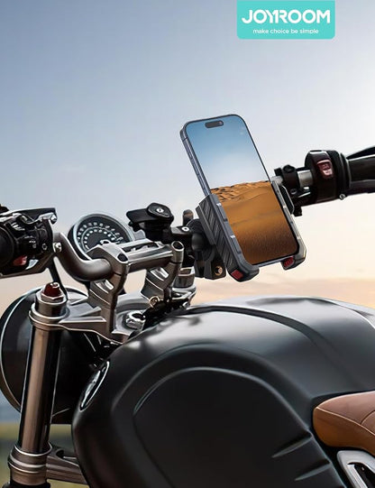 JOYROOM Motorcycle Bike Phone Mount Holder - Bicycle Handlebar Cell Phone Holder - Stroller Scooter Phone Clip for iPhone Samsung Galaxy 4.7''-7'' Smartphones