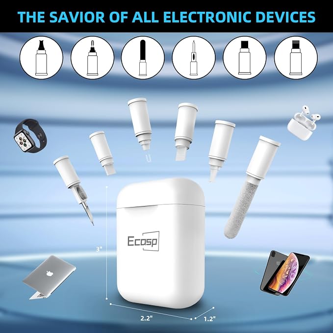 Cleaner Kit for AirPod,Multi-Tool iPhone Cleaning Kit,Cell Phone Cleaning Repair & Recovery for iPhone & iPad(Type C)Charging Port,Lightning Cables&Connectors,Easy to Store & Carry Design,White