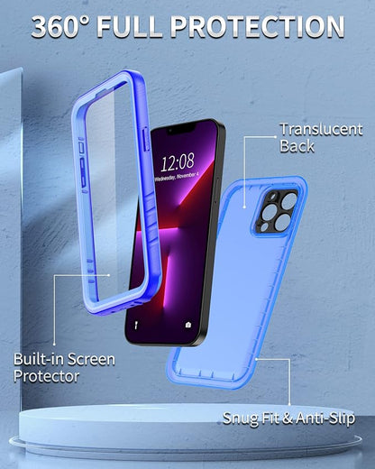 SPORTLINK Compatible with iPhone 13 Pro Waterproof Shockproof Case with Built in Screen Protector - Full Body Heavy Duty Dustproof Rugged 360° Full Sealed Protective Cover 6.1 Inch (Blue)