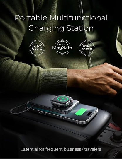 LISEN Ultra Slim MagSafe Battery Pack,10000mAh Fast Charging MagSafe Power Bank Slim Wireless,Slim Magnetic Portable Charger,Magnetic Power Bank for iPhone 17/16/15,Apple Watch Series 11 10 9，Black