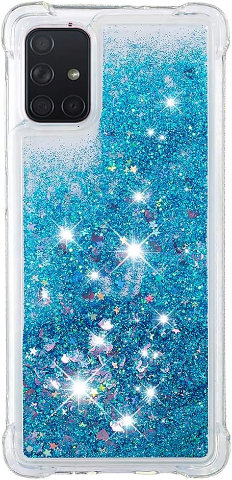 Liquid Case Silicone für Galaxy A71 Blue, Ultra Slim Silicone Liquid Floating Bumper Case Transparent Protective Cover Yellowing-Resistant Gel Back Case Scratch Compatible with Samsung Galaxy A71