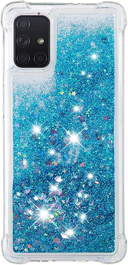Liquid Case Silicone für Galaxy A71 Blue, Ultra Slim Silicone Liquid Floating Bumper Case Transparent Protective Cover Yellowing-Resistant Gel Back Case Scratch Compatible with Samsung Galaxy A71