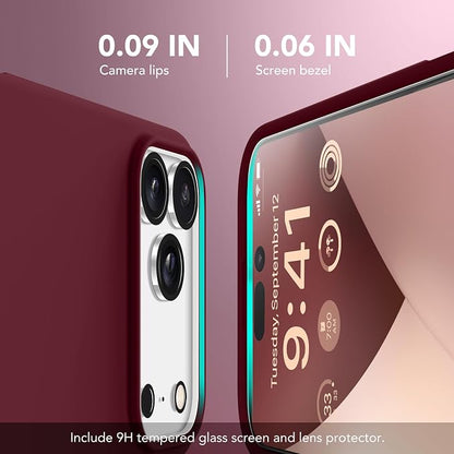 GONEZ Magnetic for iPhone 17 Pro Max Case, Compatible with MagSafe, [Screen Protector + Camera Lens Protector], Liquid Silicone Anti-Scratch Shockproof Protective Phone Case 6.9 inch, Maroon