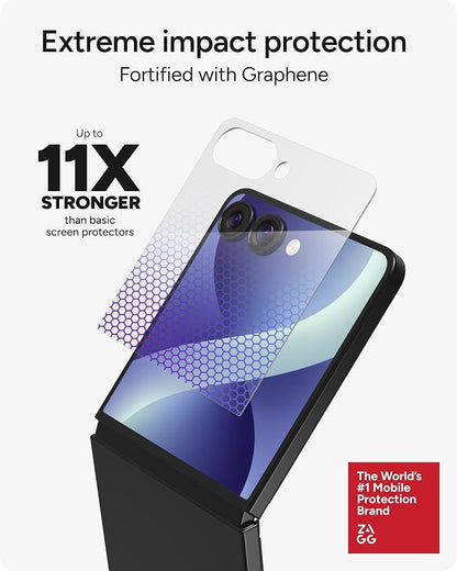ZAGG Glass XTR5 Samsung Galaxy Z Flip8 Screen Protector | Front Screen, 11x Stronger Graphene-Infused Tempered Glass, Blue Light Filter, Anti-Reflective, InvisibleShield, Easy Install