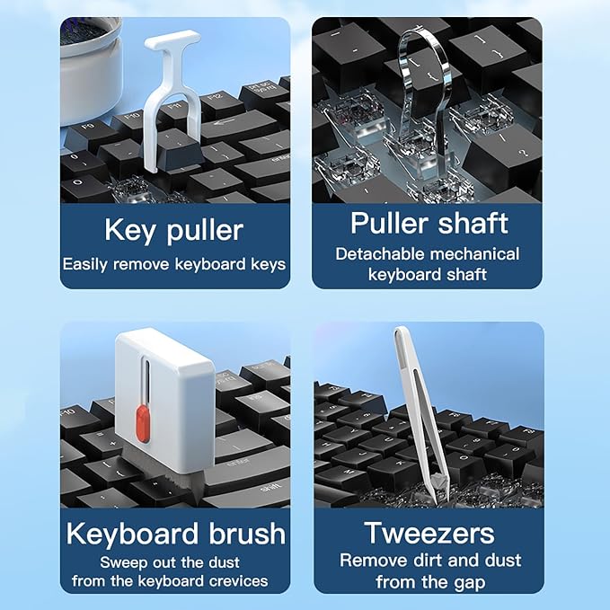 32-in-1 Keyboard Cleaning Kit for MacBook Laptop Computer, Earbud Cleaner Kit for Airpod Earphones, Multi-Function PC Electronic Cleaner Kit for iPhone Cell Phone Camera (Black)