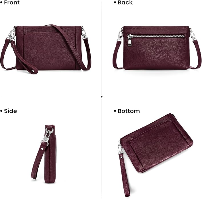 befen Genuine Leather Wristlet Wallet for Women Soft RFID Leather Clutch Purse with Built in Wallet Trendy Crossbody Bag