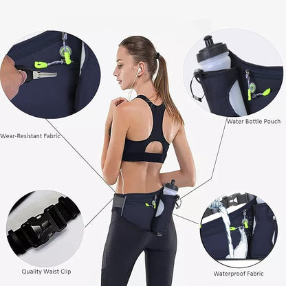 HOTEMIA Fanny Pack with Water Bottle Holder, Hydration Running Belt for Men Women Adjustable Strap Waist Bag Suitable for Hiking Running Walking Jogging Camping (Bottle Not Included)(Dark Blue)