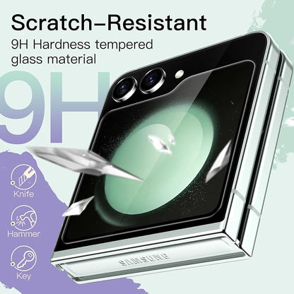 JETech Front Screen Protector for Samsung Galaxy Z Flip 5, 3-Pack | Tempered Glass, Anti-Scratch, HD Clear