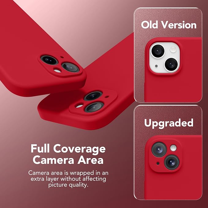 Magnetic for iPhone 15 Case, Compatible with MagSafe, [Screen Protector + Full Camera Protection], Silicone Shockproof Anti-Scratch Protective Phone Case for iPhone 15 6.1", Deep Red