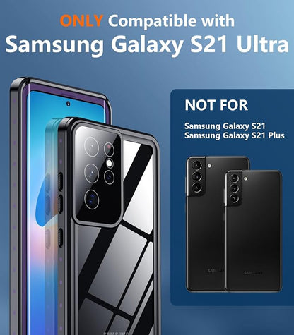 Temdan for Samsung Galaxy S21 Ultra Case Waterproof with Built-in Screen Protector 360 Full Body Underwater Case Shockproof Dustproof for Galaxy S21 Ultra Phone Case 5G 6.8 Inch Purple