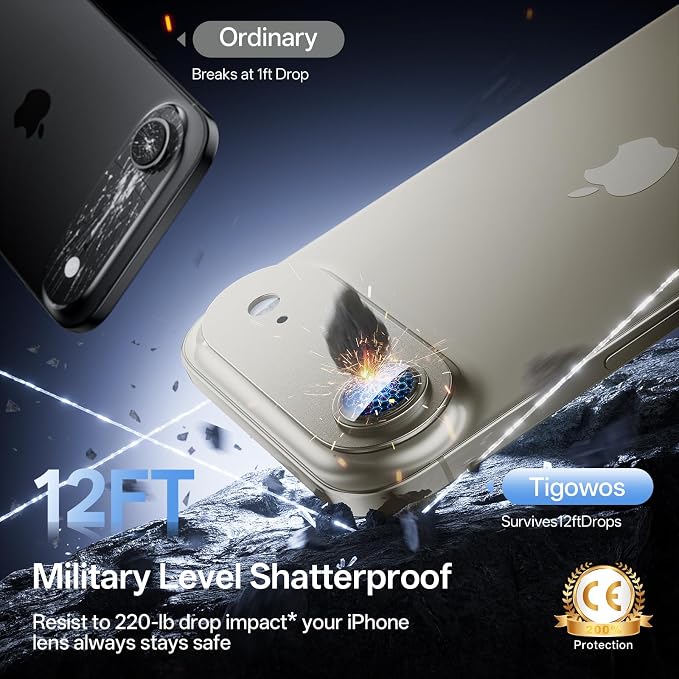Camera Lens Protector for iPhone Air 6.5"（2025）-Single Piece,Ultra Thin Aluminum Alloy Frame,9H Dual-Strength Glass with 99% AR Light Transmittance,Case Friendly, Light Gold
