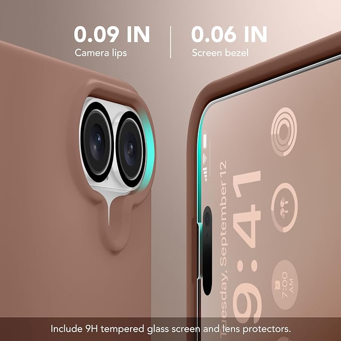 GONEZ Magnetic for iPhone 16 Case, Compatible with MagSafe, [Screen Protector + Camera Lens Protector], Liquid Silicone Shockproof Protective Phone Case for iPhone 16 6.1", Brown