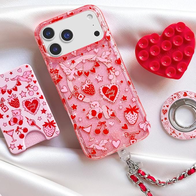 VELVET CAVIAR Compatible with MagSafe Phone Grip 2.0 | Cute Magnetic Ring Holder | Finger Loop Kickstand | Pop On Accessory for iPhone 17, 16, 15, 14, 13, 12 | Be Mine