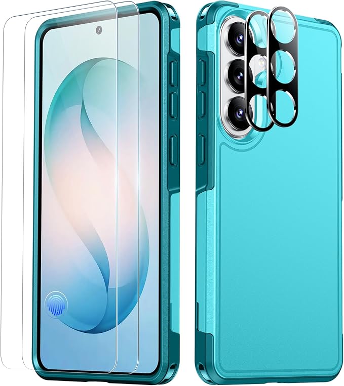 SPIDERCASE Designed for Samsung Galaxy S26 Case, [10 FT Military Grade Drop Protection], 2 Pack [Tempered Glass Screen Protector+Camera Lens Protector] Heavy Duty Shockproof Case,Light Blue