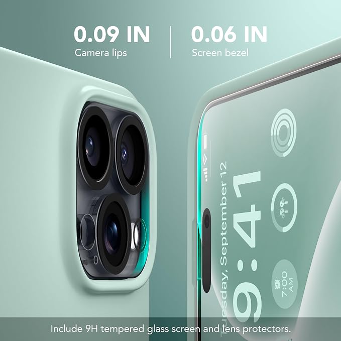 GONEZ Magnetic for iPhone 16 Pro Case, Compatible with MagSafe, [Screen Protector + Camera Lens Protector], Silicone Shockproof Anti-Scratch Protective Phone Case 6.3 inch, Mint Green