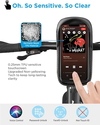 whale falll Bike Handlebar Bag Waterproof, Quick Release Phone Holder Mount with Touchscreen, Stable Shockproof Storage for Daily Commutes & Long Rides, Great Gift for Cyclists, Fits Phones up to 7"