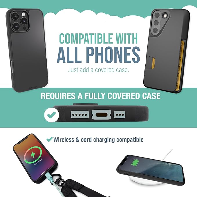 Smartish Phone Lanyard - Case Clinger - Universal iPhone Holder w/Detachable Crossbody Shoulder Neck Strap w/Storage Loops, Fidlock, Insert for Phone Cases iPhone, Galaxy, Pixel - Black Tie Affair