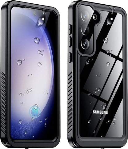 Temdan for Samsung Galaxy S23 Case,Waterproof Built-in Lens & Screen Protector[Full Body Shockproof][12 FT Military Drop Proof][Dustproof][IP68 Underwater] Case for Galaxy S23 5G 6.1’’-Black/Clear