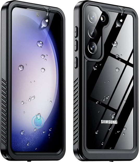 Temdan for Samsung Galaxy S23 Case,Waterproof Built-in Lens & Screen Protector[Full Body Shockproof][12 FT Military Drop Proof][Dustproof][IP68 Underwater] Case for Galaxy S23 5G 6.1’’-Black/Clear