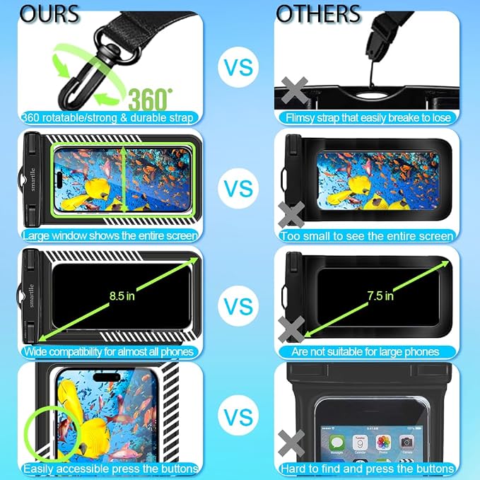 Waterproof Phone Pouches Bags Holder, Cell Phone Water Protectors Pouch Bag 2 Pack for Swimming, IPX8 Water Proof Phone Cases pouch for iPhone 15 14 13 Pro Max 12 11, for Galaxy S24 S23 Ultra 7"