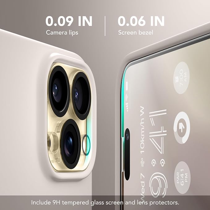 GONEZ for iPhone 14 Pro Case, Compatible with Magsafe, with Screen Protector + Camera Lens Protector, Soft Anti-Scratch Microfiber Lining, Shockproof Liquid Silicone Phone Cover, Stone