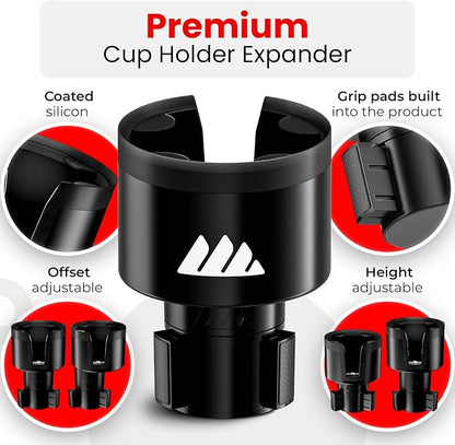 Integral Ultimate Expander Car Cup Holder - Adjustable Base - Expander & Organizer for Vehicles - Compatible with Coffee Mug, Yeti 14/24/36/46oz, Ramblers, Hydro Flasks 32/40oz, 3.4"-4.0" Bottles
