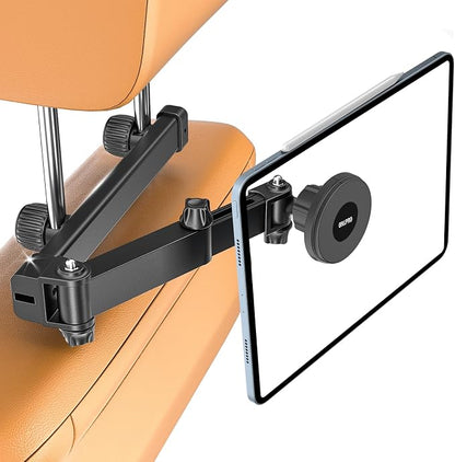 OHLPRO Magnetic Headrest Car Tablet Mount with Foldable Telescopic Arm for iPad Car Holder Back Seat Road Trip Essentials for Kids, Fit for Magsafe Phone iPad Galaxy Tab Tablet Kindle Surface Fire HD