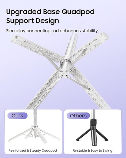53'' Selfie Stick Tripod with Light, Enhanced 4-Leg Cell Phone Stand Camera Tripod with Rechargeable Wireless Remote & 2 Fill Light, Portable Selfie Stick Travel Essentials for iPhone Android