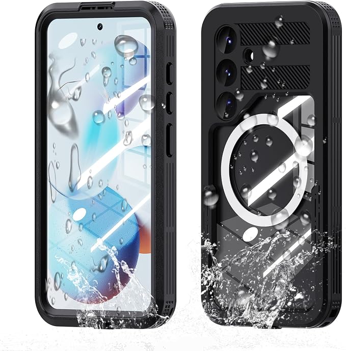 Guppy for Galaxy S25 Plus Magnetic Waterproof Case, Built-in Screen Protector [IP68 Waterproof][14FT Military Drop Proof] 360° Full Body Protection Dustproof Shockproof Heavy Duty Rugged Case, Black