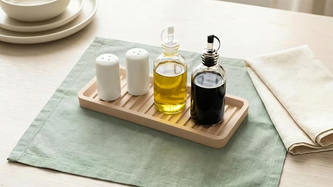 Happitasa Silicone Kitchen Sink Organizer Tray, Sponge Holder and Countertop Protector | Bathroom and Kitchen Soap Dish and Dispenser Tray (Sand Dollar, 9"x3.5", 5.6 Ounces)