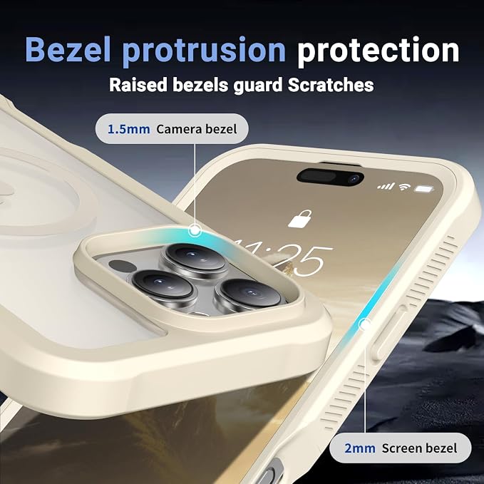 jaroco Magnetic for iPhone 16 Pro Max Case, [Compatible with MagSafe][Military Grade Drop Protection][Heavy Duty Protection][Non-Slip][Shockproof] 2-Layer Durable Bumper Phone Case 6.9''-Antique White