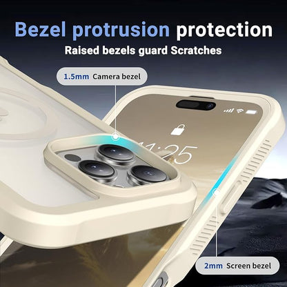 jaroco Magnetic for iPhone 16 Pro Max Case, [Compatible with MagSafe][Military Grade Drop Protection][Heavy Duty Protection][Non-Slip][Shockproof] 2-Layer Durable Bumper Phone Case 6.9''-Antique White