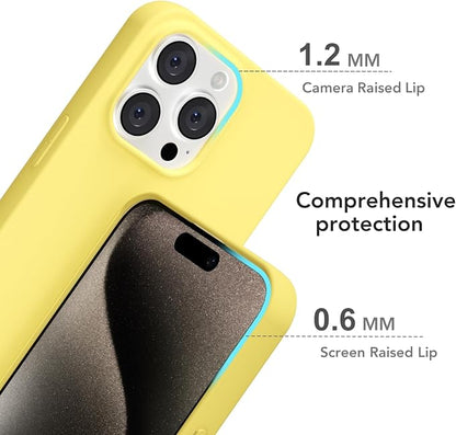 for iPhone 15 Pro Max Case Silicone Compatible with Magsafe Case, Ultra Slim Thin Magnetic Phone Cases Mag Safe, Cute Soft Rubber Gel TPU Matte Plain Wireless Charging Cover for Women, Yellow