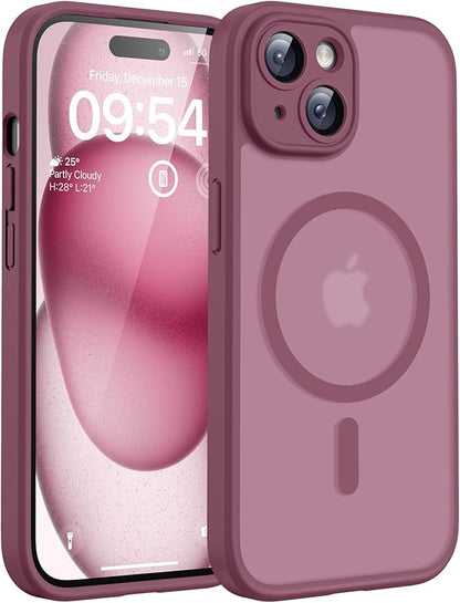 TOCOL for Phone 15 Case, Compatible with Magsafe Charger, Full Camera Protection, Drop Protection, Translucent Matte Phone Case for iPhone 15 6.1 inch (Plum)
