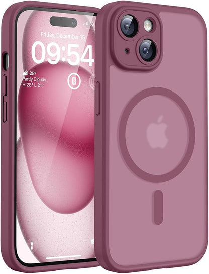 TOCOL for Phone 15 Plus Case, Compatible with Magsafe Charger, Full Camera Protection, Drop Protection, Translucent Matte Phone Case for iPhone 15 Plus 6.7 inch (Plum)