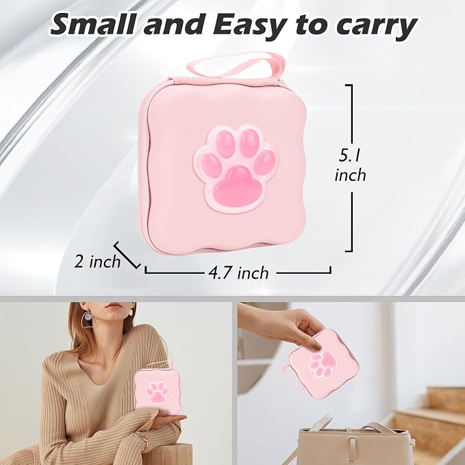 CameCosy Phone Charger Storage Case Cover Sets with Cable Protector for iPhone Charger, Wave Travel Storage Bag, Cord Wire Saver Cable Organizer Soft DIY Charger Protector (Pink Cat Claw)