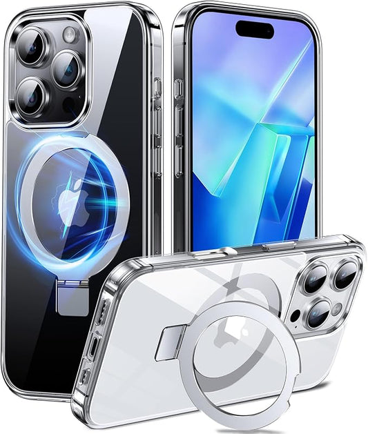Chicfun 3-in-1 [Magnetic+Kickstand+Ring Holder] for iPhone 16 Pro Case with Stand Ring Holder， Compatible with MagSafe, Military Shockproof Kickstand Phone Case iPhone 16 Pro Cover Clear