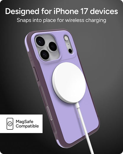 ZAGG Sedona Snap Case for iPhone 17 Pro Max - Purple Dusty Grape, Drop Protection (13ft/4m), Graphene-Reinforced Multi-Layer Protection, MagSafe Phone Case with Impact-Absorbing Bumpers, Slim