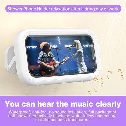 Waterproof Shower Phone Holder Mount 480° Rotation - Universal Phone Holder for Shower, HD Touch, Strong Adhesive Suction, Suitable for Bathroom, Kitchen, Mirror Wall