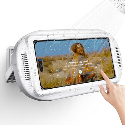 3rd GEN Shower Phone Holder Waterproof & Anti-Fog, HD Touch Screen, Enhanced Sound, Retractable 480° Adjustable Phone Holder for Shower, Kitchen, Easy Install, Perfect for 4-7 inch Phones